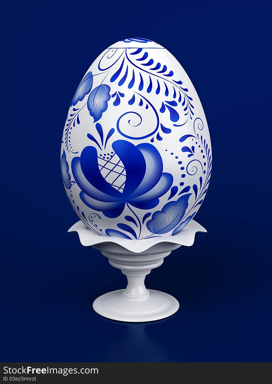 Eggs easter in gzhel style. Gzhel (a brand of Russian ceramics, painted with blue on white)