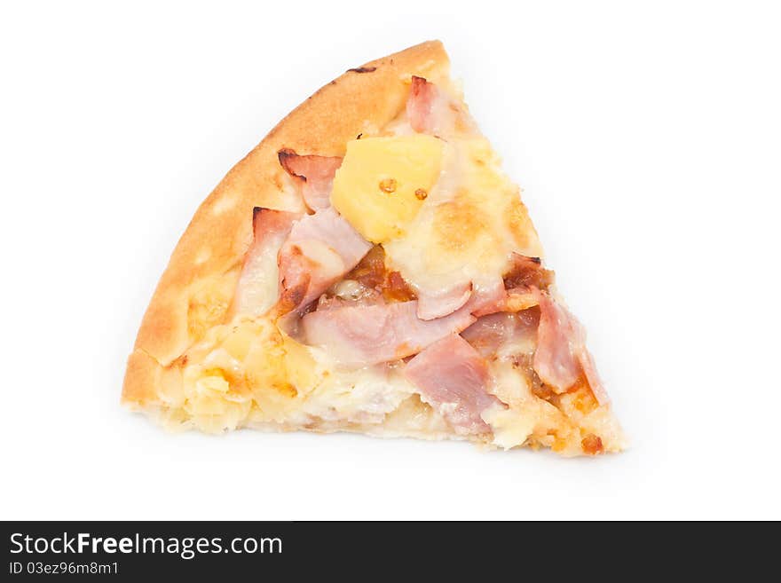 Pineapple and Ham pizza on white isolated