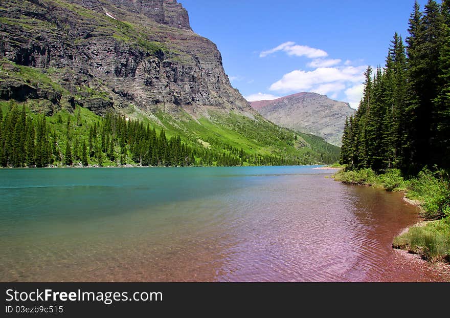 Fresh water Lake Josephine in Glacier national park