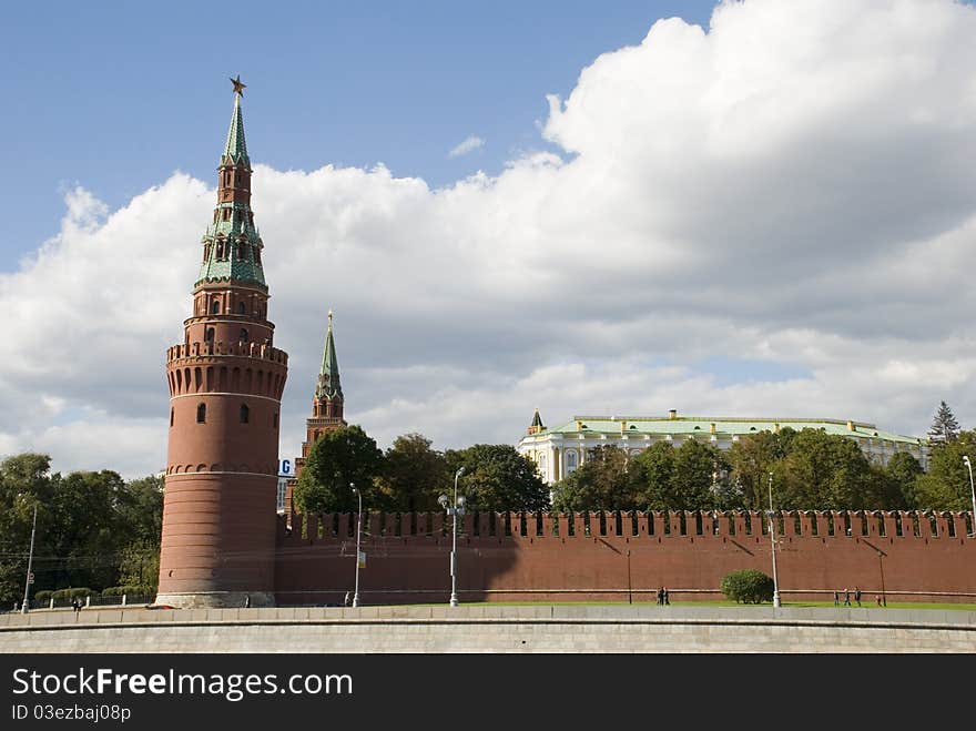 Photo of the Kremlin tower made in Moscow in the summer