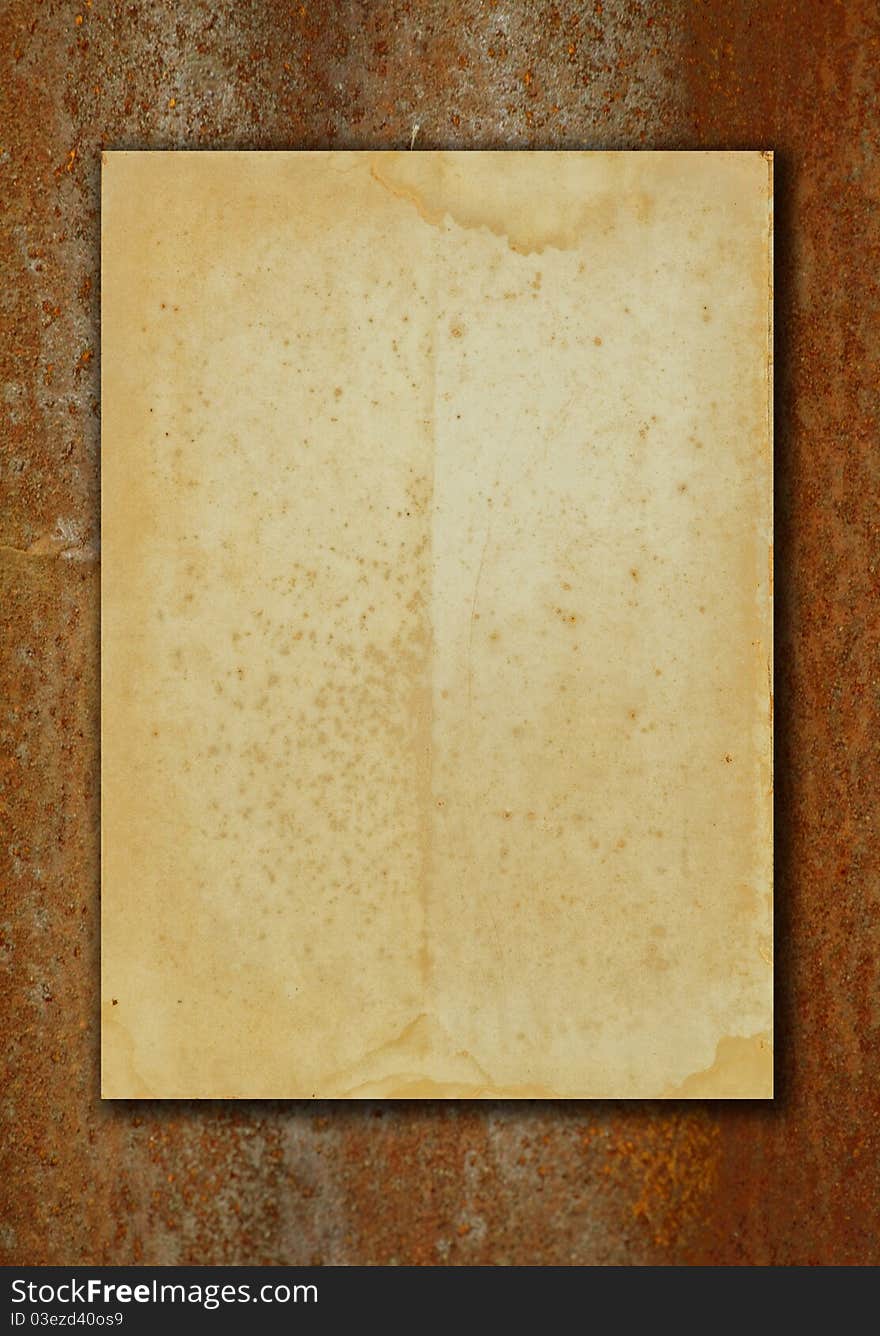 Texture of old paper on rust background