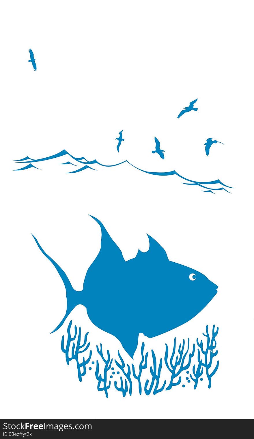 Vector silhouette of sea fish