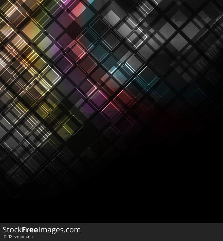 Multicolored squares on black background. Eps 10. Multicolored squares on black background. Eps 10