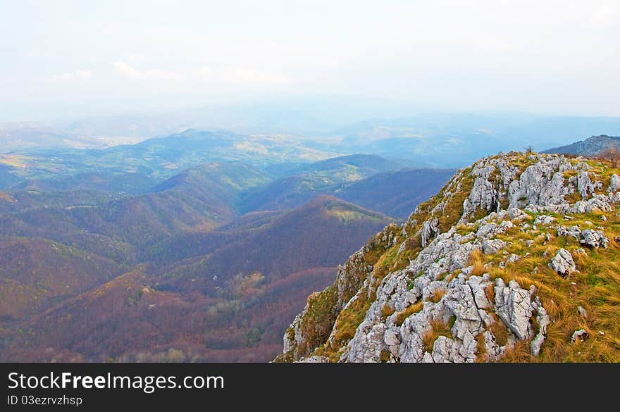 Mountain landscape and rock cliff