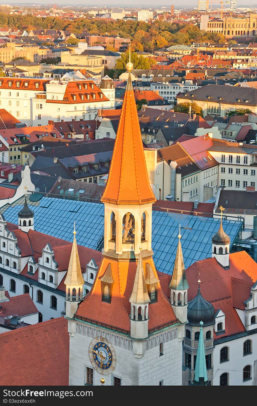 Old Munich city hall tower