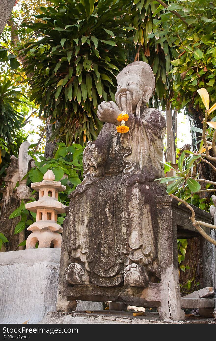 Chinese Style Statue In Garden