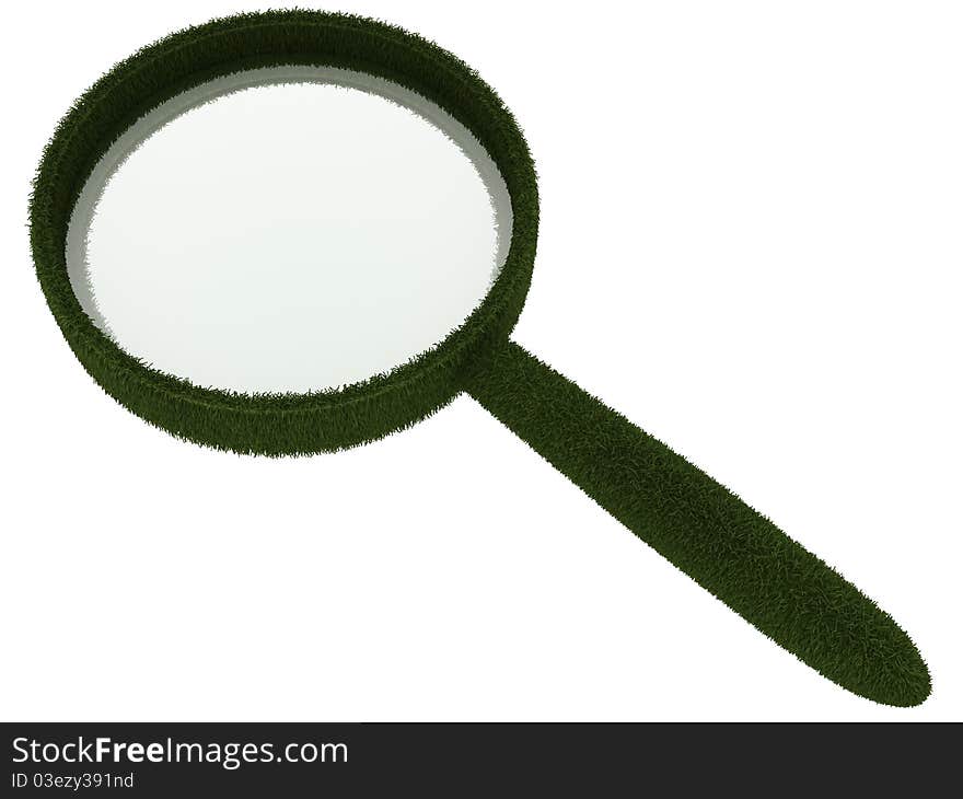 Magnifying glass in rim of grass