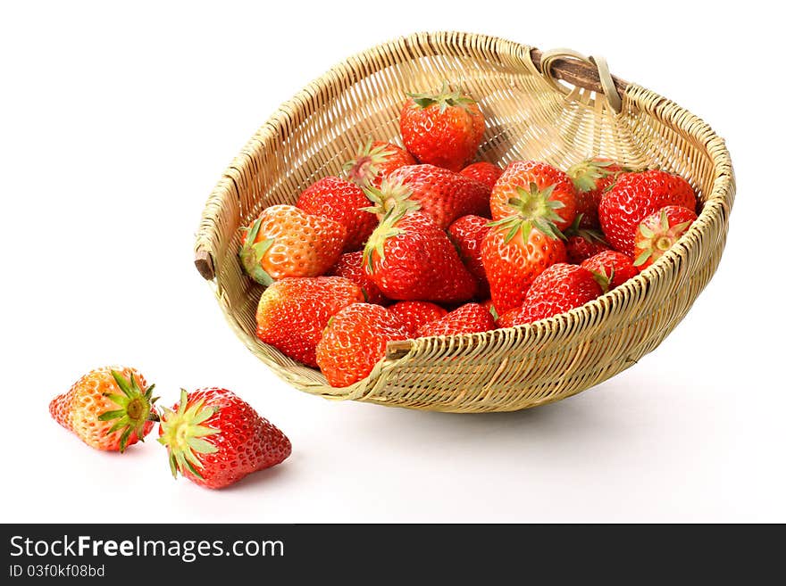 Fresh strawberries on a white background. Fresh strawberries on a white background