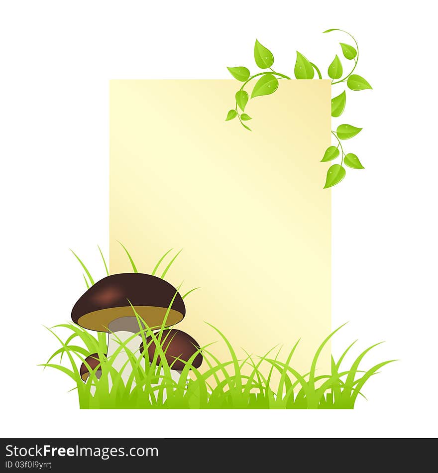 A letter and mushrooms. Vector illustration, isolated on a white.