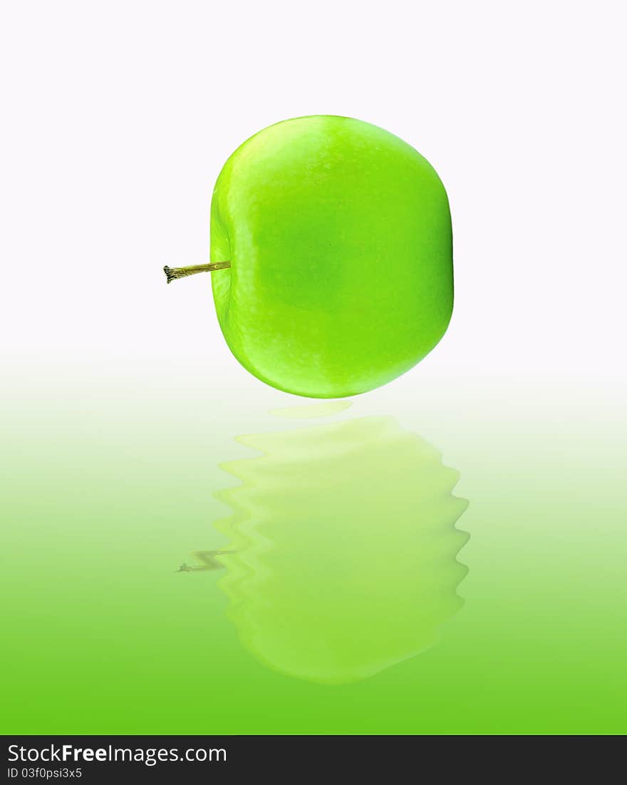 A green apple isolated on white background.