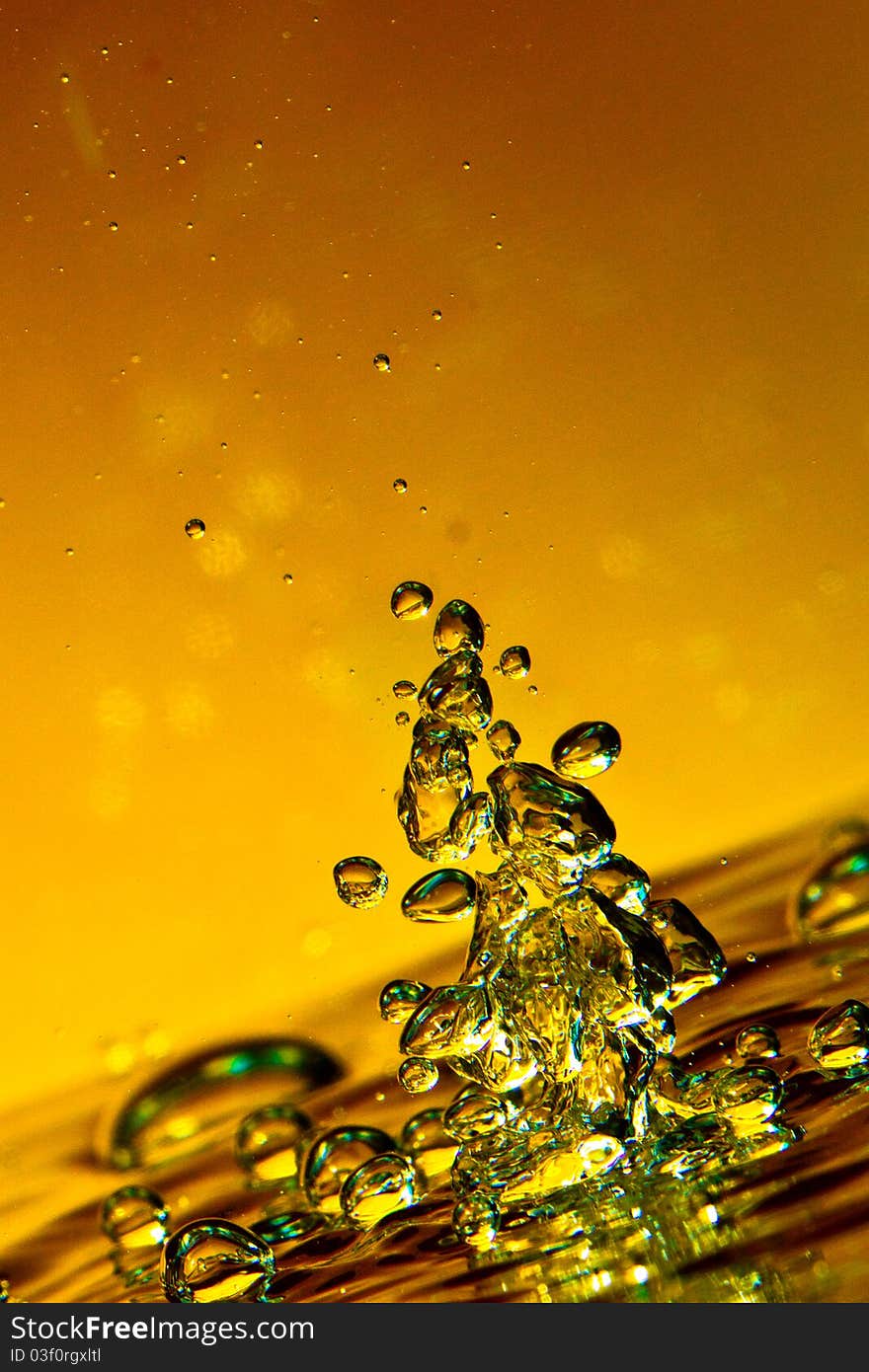 Slanting view of the golden water bubble. Slanting view of the golden water bubble