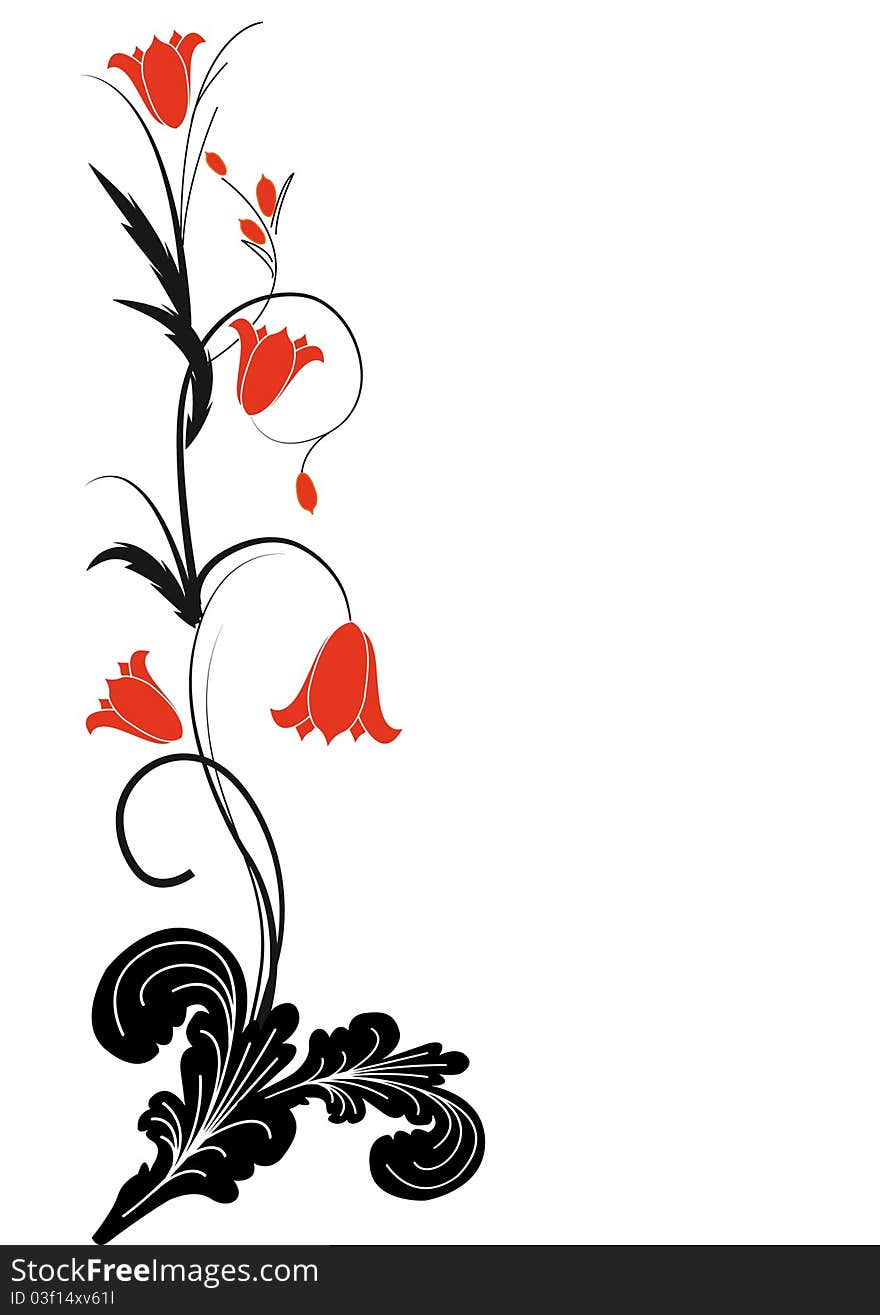 Red flowers on white background. Red flowers on white background