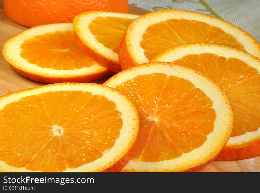 Large round slices of juicy oranges