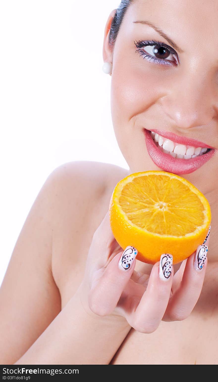 Close up photo of a women with orange