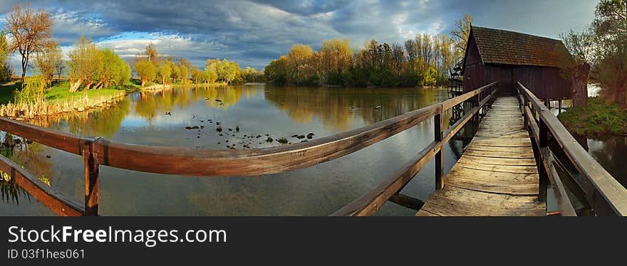 Stock Photo: Spring Landscepe With Watermill