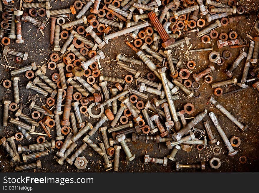 A lot of rust bolts and nuts