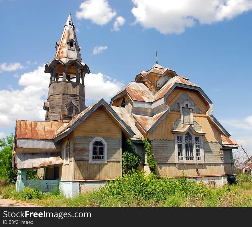 Old neglected wooden house in Russian style. Old neglected wooden house in Russian style