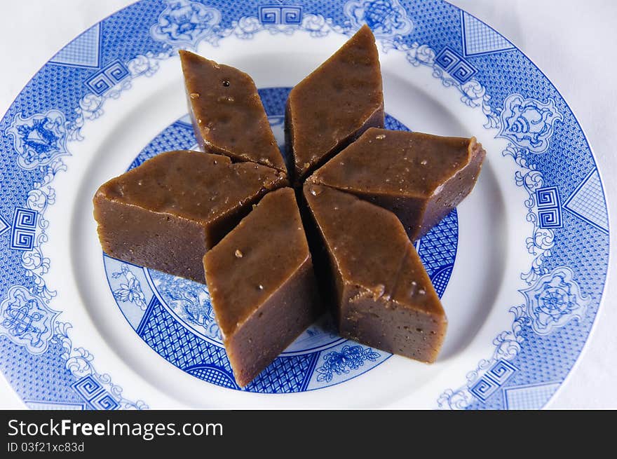 Chinese traditional dessert on a porcelain plate