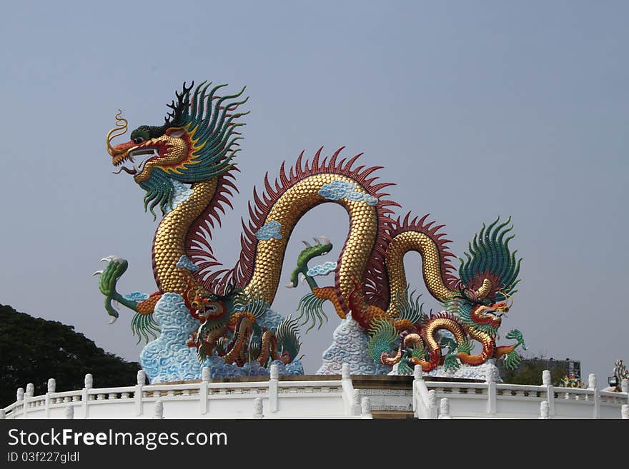 Beautiful dragon with sky in thailand