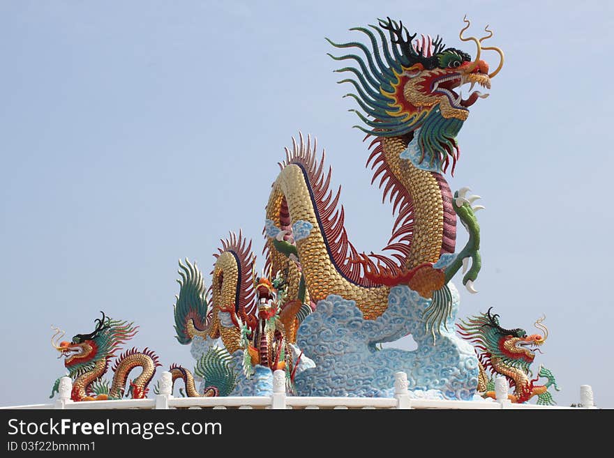 Beautiful dragon with sky in thailand