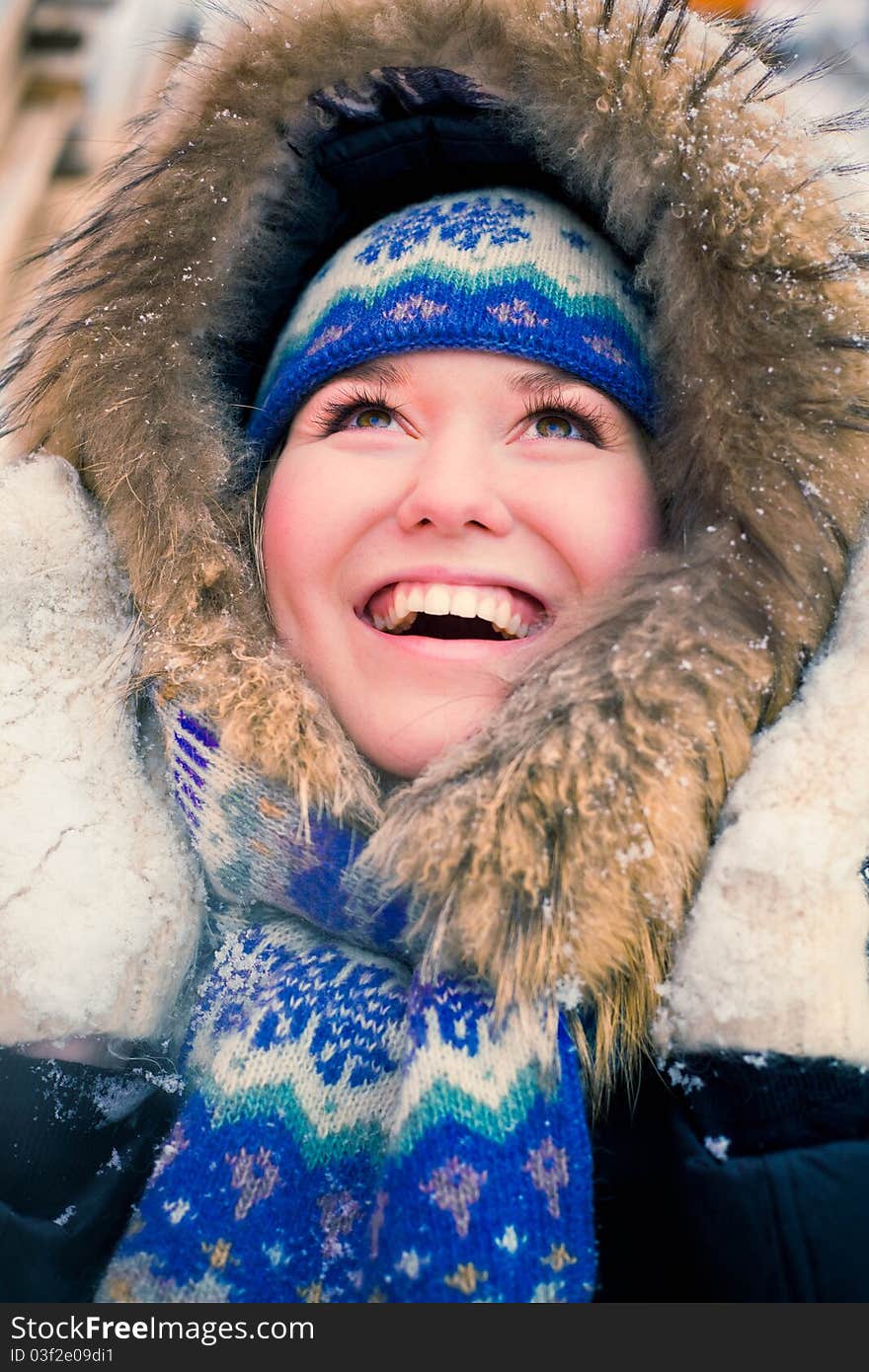 Woman in wintry coat