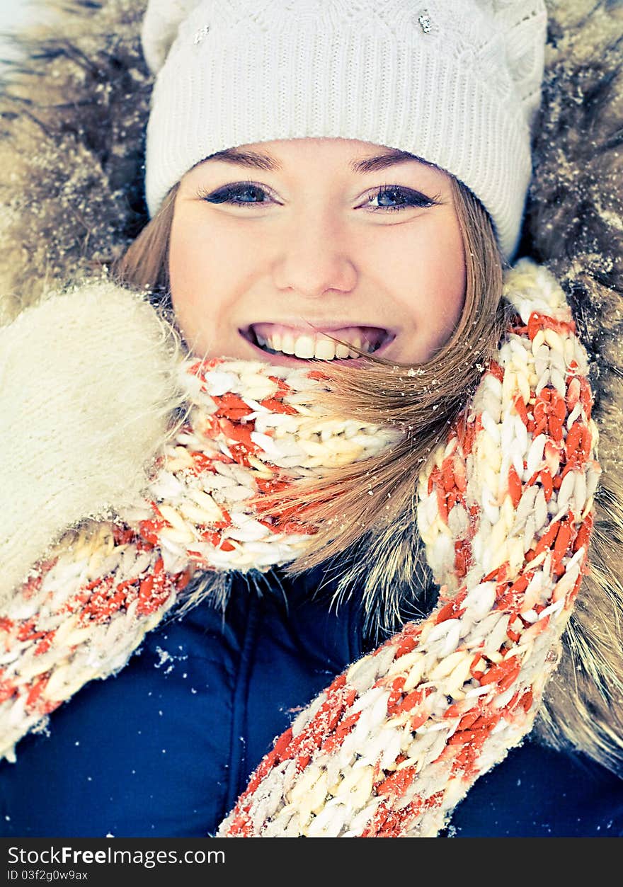 Woman in wintry coat