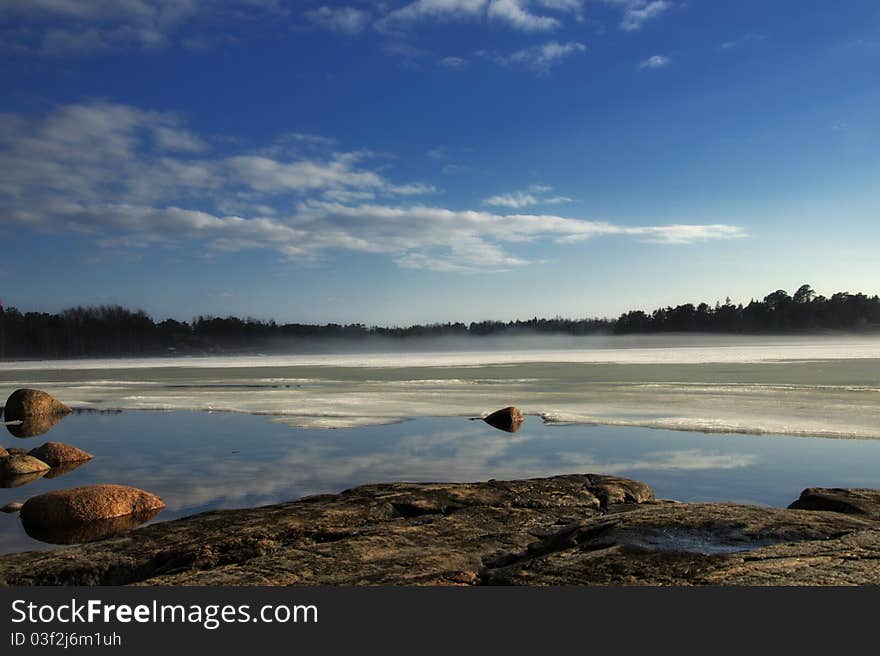 The ice is melting and the sun is shining in the finnish archipelago. The ice is melting and the sun is shining in the finnish archipelago.