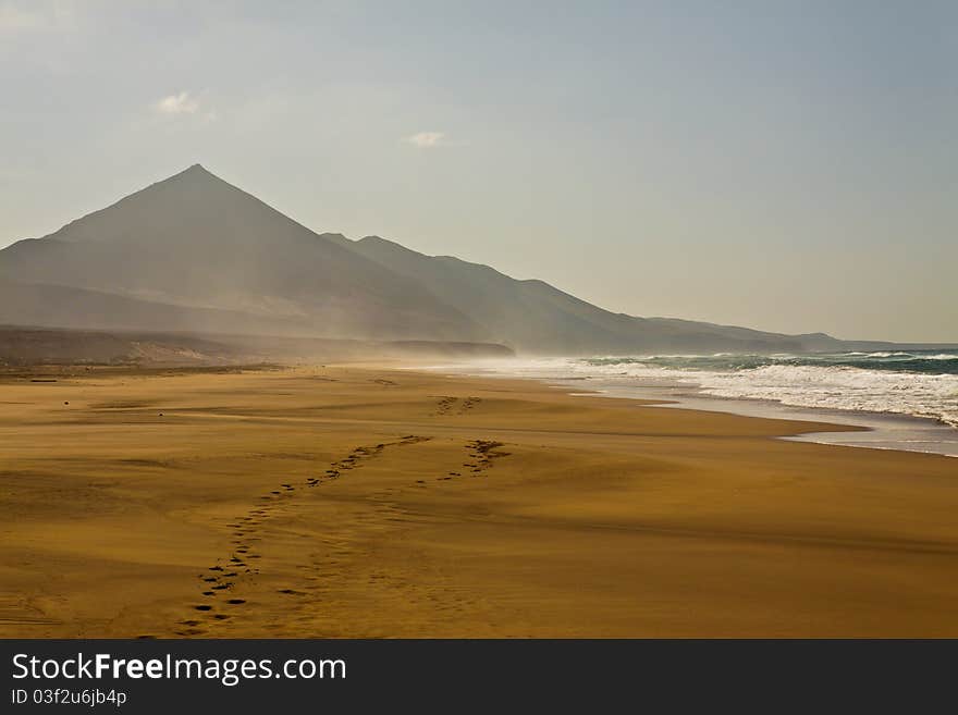 Wind blowing from the ocean on the golden beach. Wind blowing from the ocean on the golden beach.