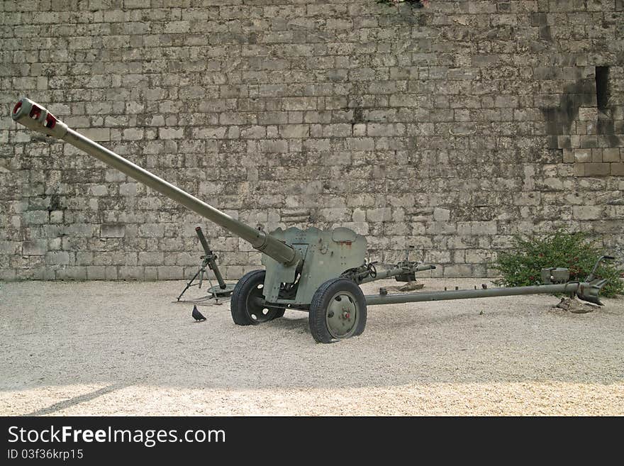 Old cannon in Budapest Citadel. Hungary