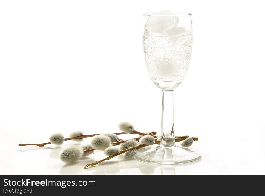 Mineral water in a glass glass