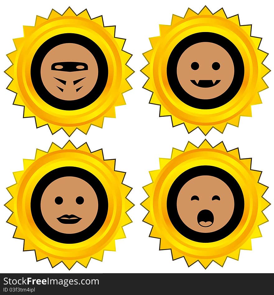 Smiley award icon set isolated