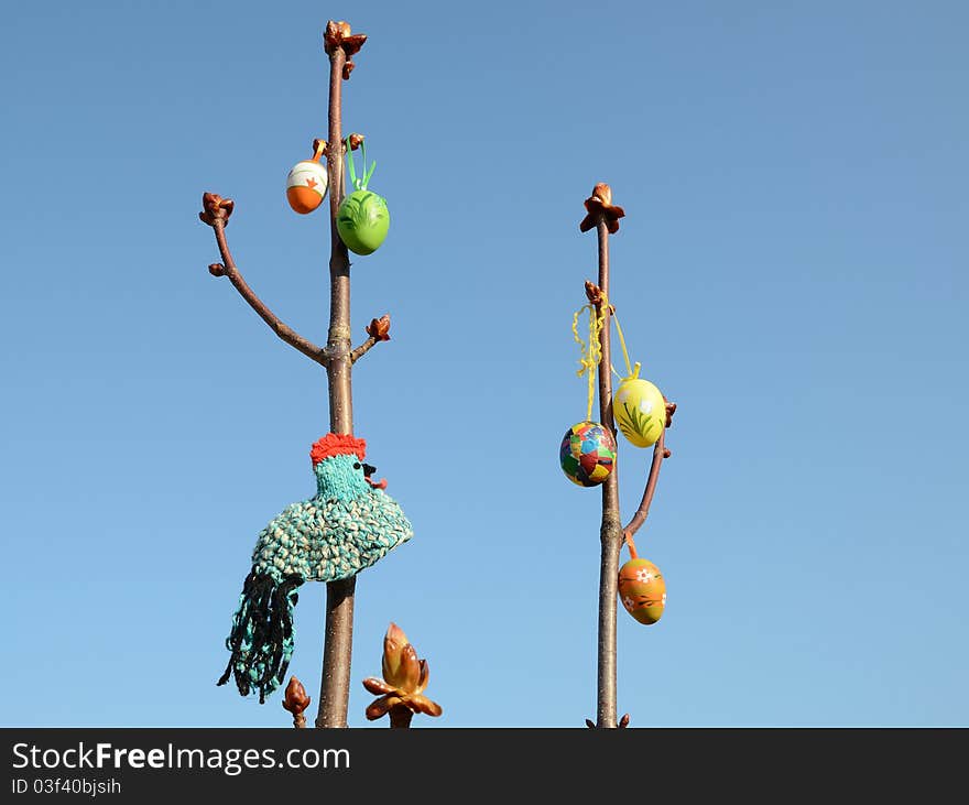 Easter eggs on spring branches