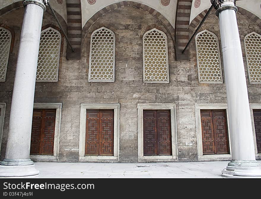 Architectural details in an old turkish mosque in Istanbul, raw. Architectural details in an old turkish mosque in Istanbul, raw