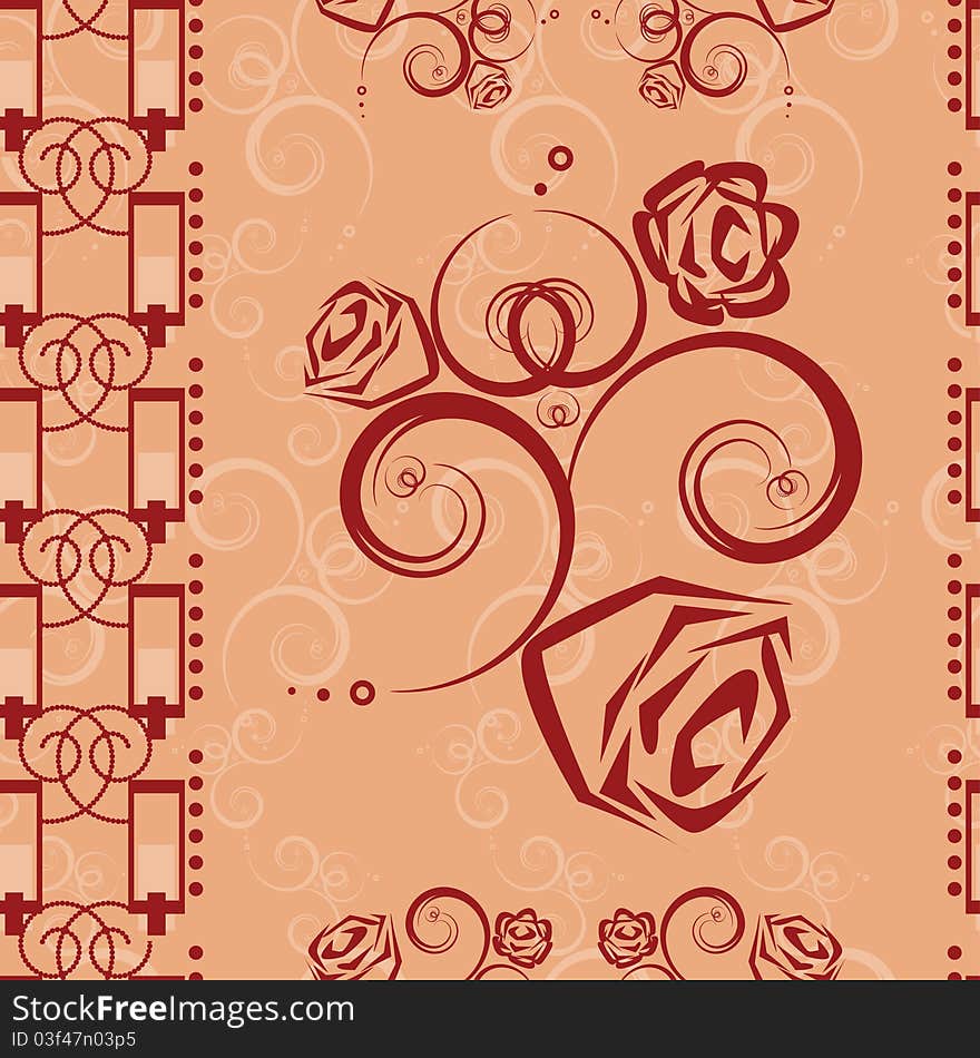 Flower abstract seamless pattern with curls