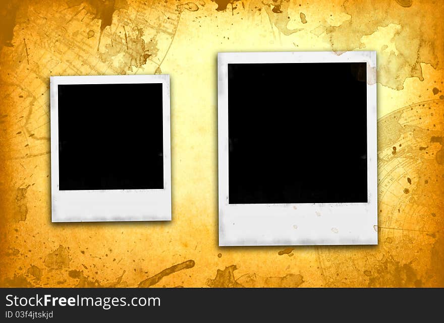 Classic instant photo frames on old vintage paper background. Classic instant photo frames on old vintage paper background