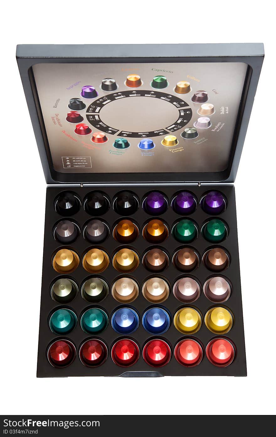 Colorful coffee capsules for a coffee machine. Colorful coffee capsules for a coffee machine