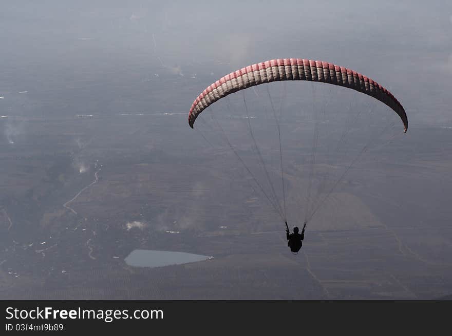 Paragliding in the sunset