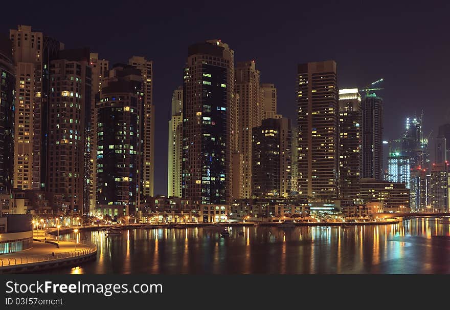 Dubai district at the night. Dubai district at the night