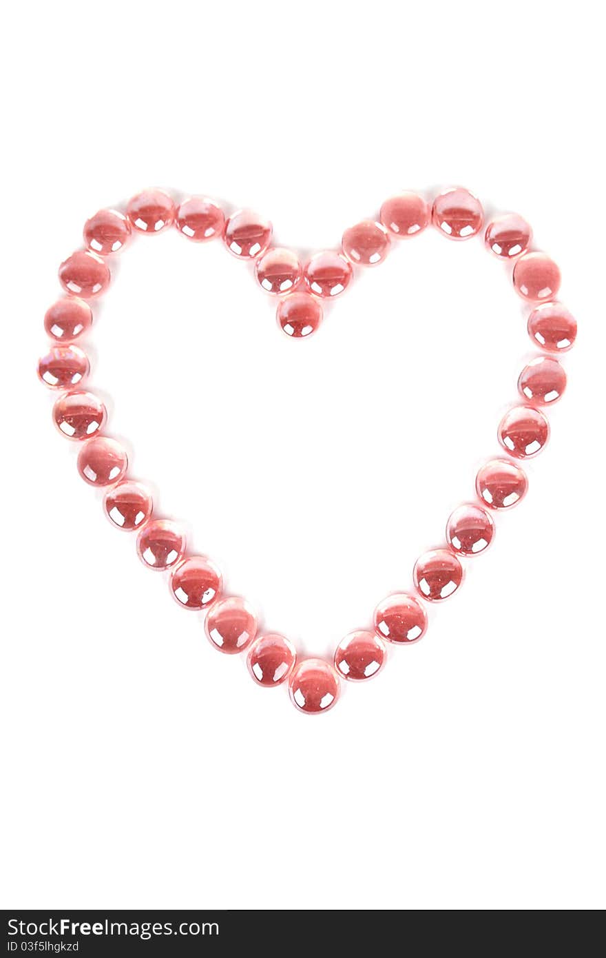 Red glass balls heart shape