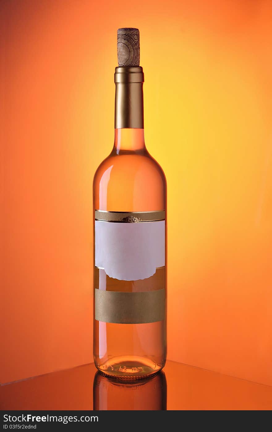 Wine bottle on colour a gradient a background