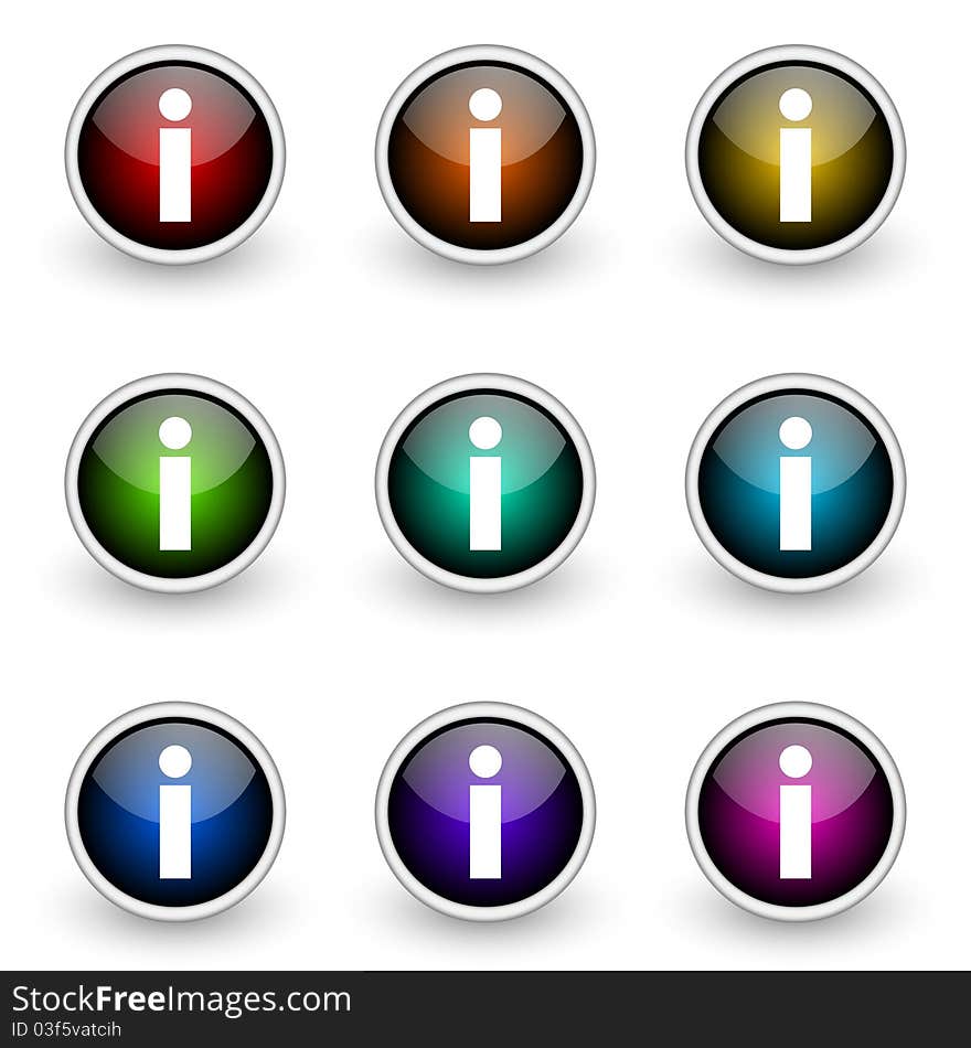 Info button set isolated over white