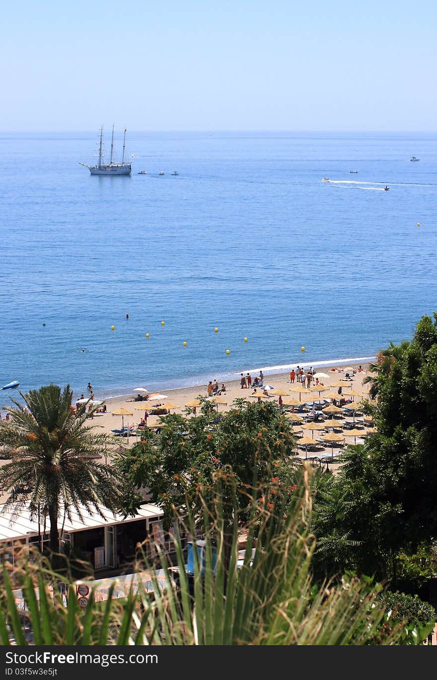 Top view of the beach and sea. Top view of the beach and sea.