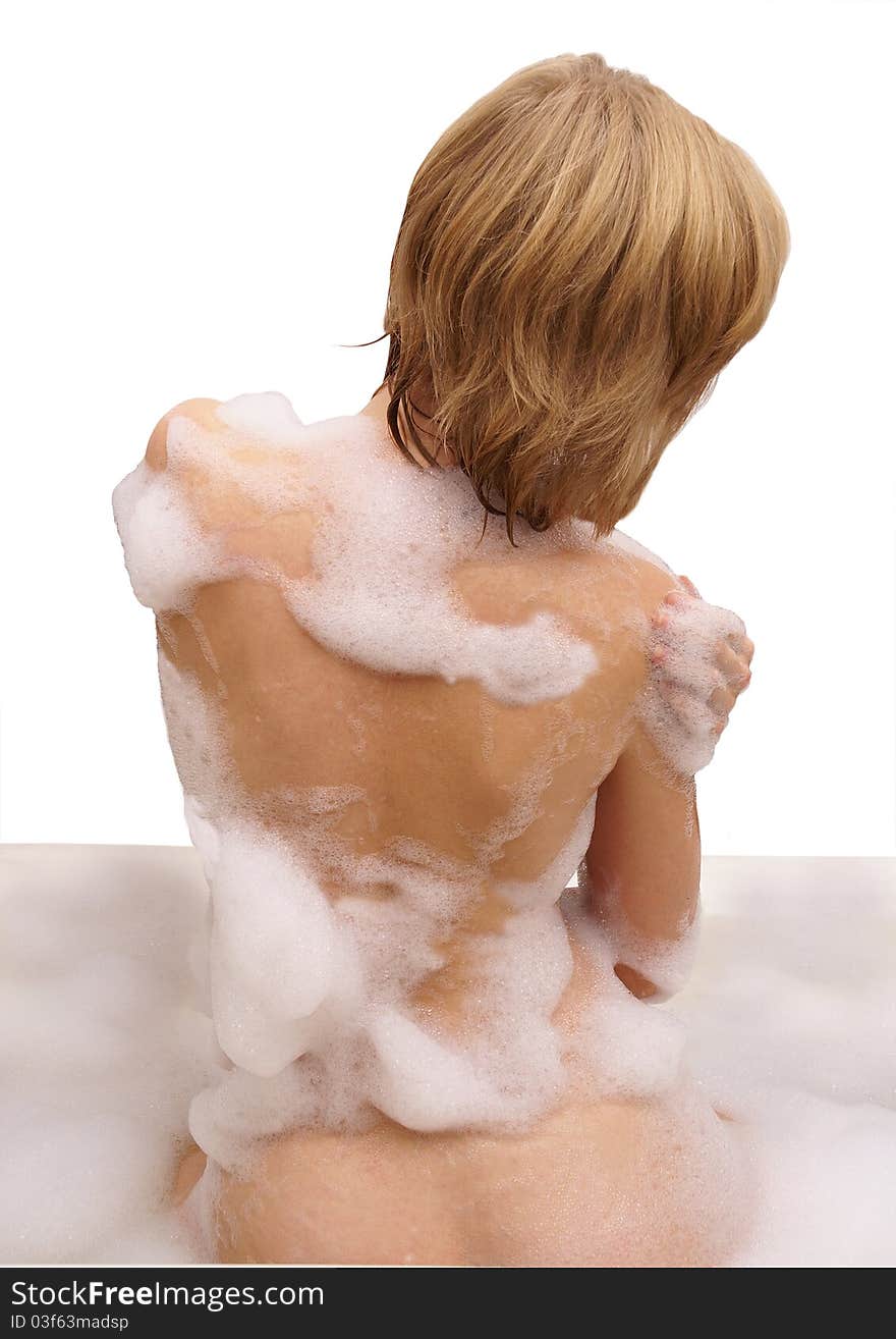 Girl in a foamy bath