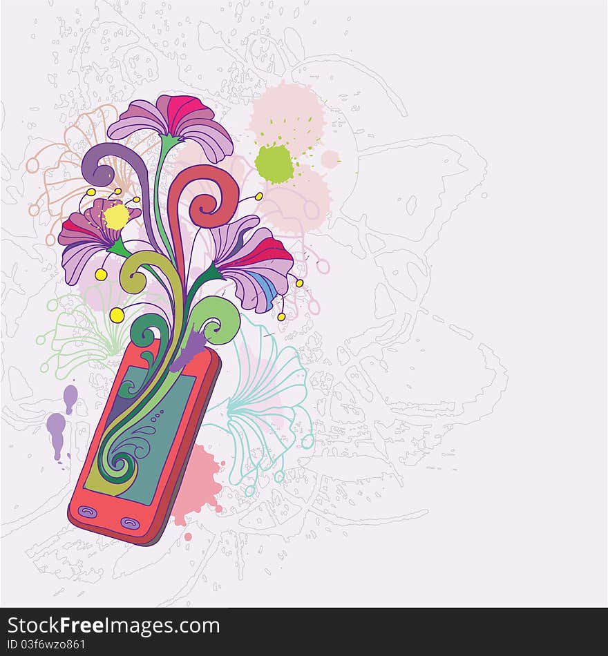 Abstract background with a mobile phone.