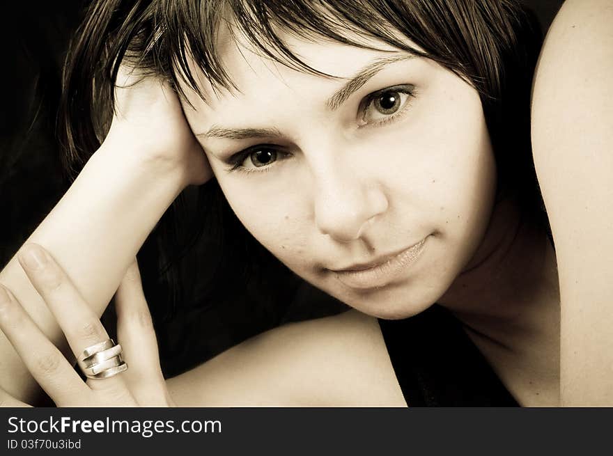 Black and white portrait of a sexy beautiful girl. Black and white portrait of a sexy beautiful girl