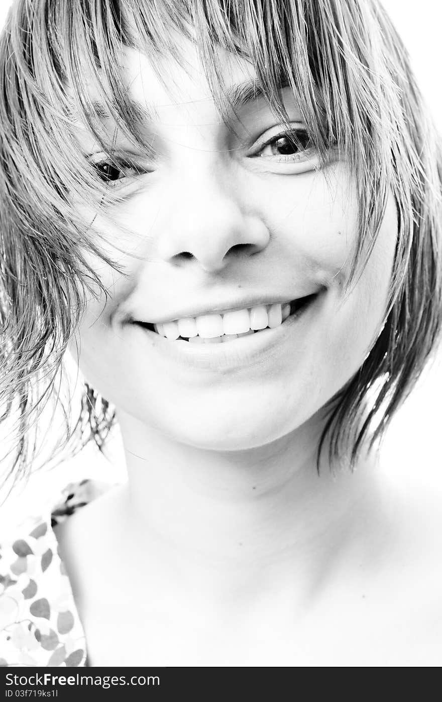 Black and white portrait of a beautiful girl