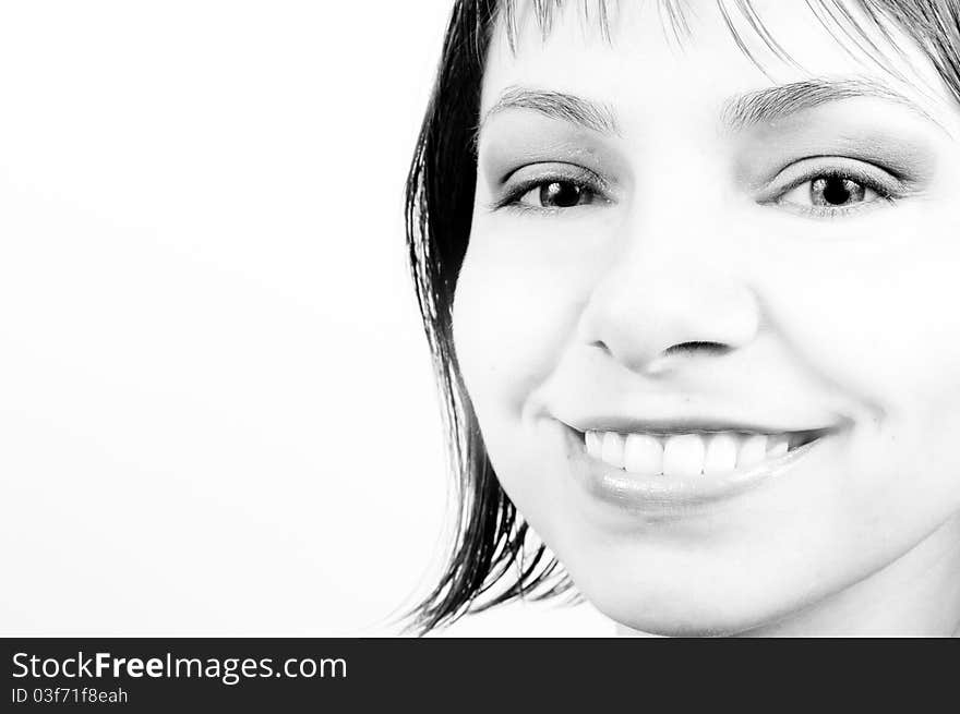 Black and white portrait of a beautiful girl