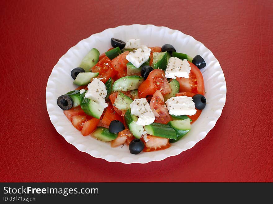 Appetizing vegetable salad on a plate