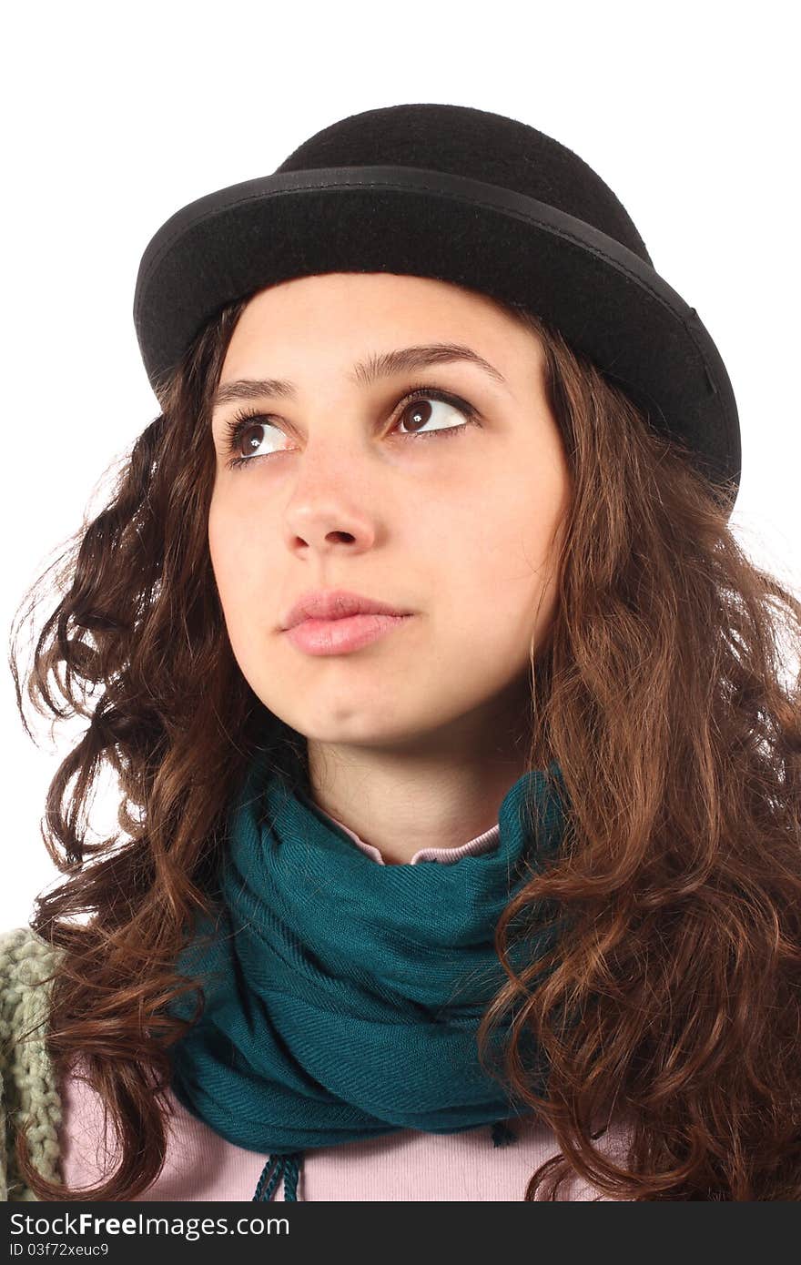 Portrait of young girl with hat