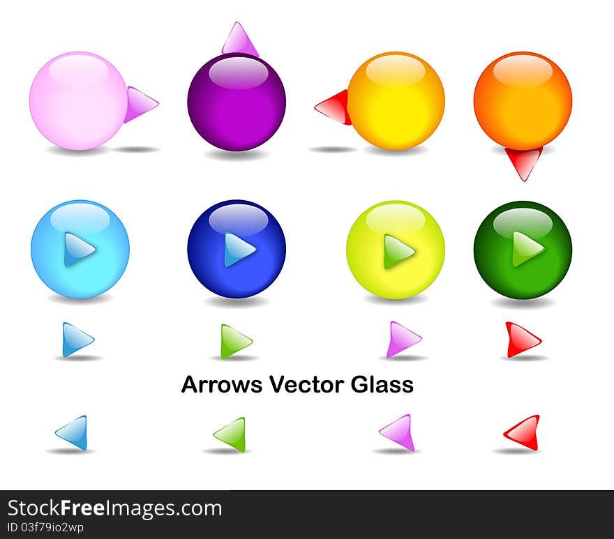 Directional arrows with colored spheres. Directional arrows with colored spheres